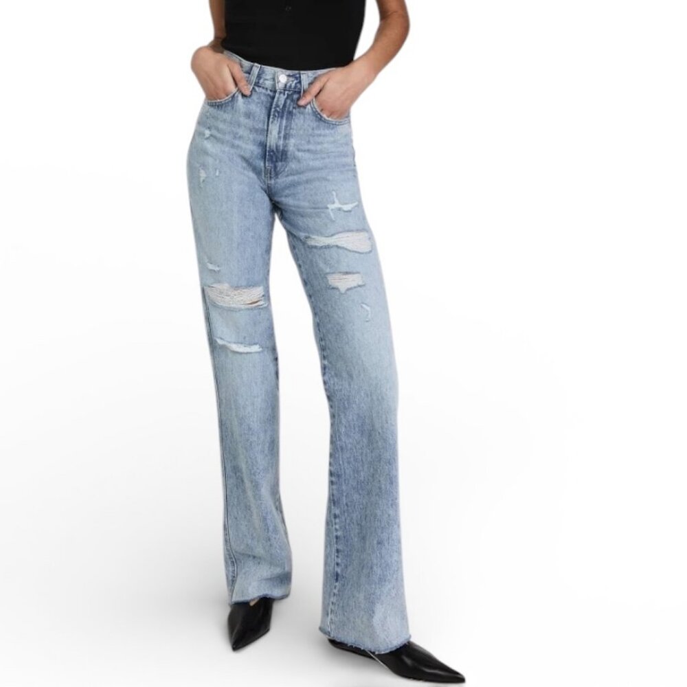 Veronica Beard Dylan High Rise Straight Jeans Pebble Stone Full Length Size 28